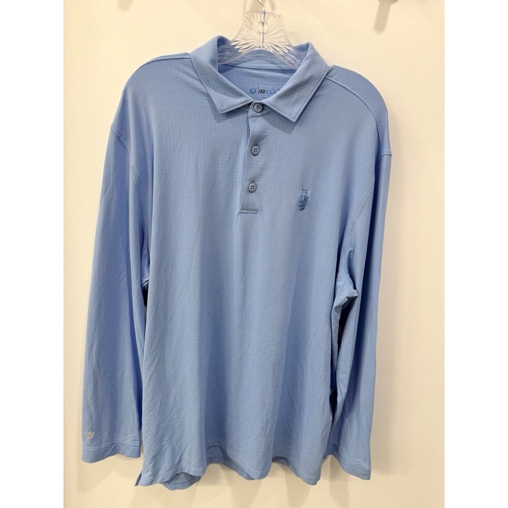 IBKUL Mens XL Golf Polo Pullover Wicking UPF 50 Performance Blue Golden Ocala